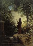 Carl Spitzweg Man Reading the Newspaper in His Garden oil on canvas